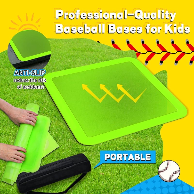 Lolyer Baseball Bases for Yard - 3 Throw Down Bases 1 Homeplate 1 Pitching Rubber with Baseball Bases Bag for Kids Practice, Rubber Bases for Kickball Baseball Play - Image 4